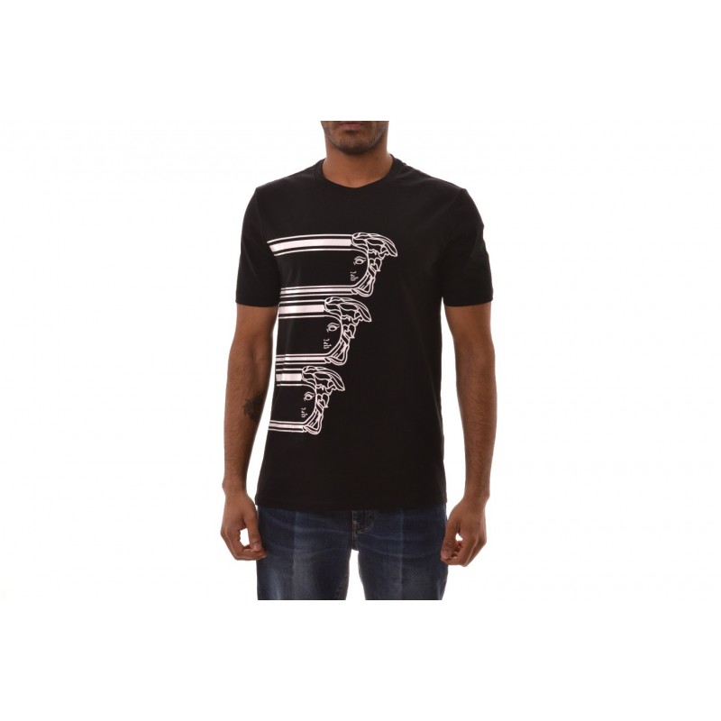 VERSACE COLLECTION - T-Shirt in cotone con stampa LOGO - Nero