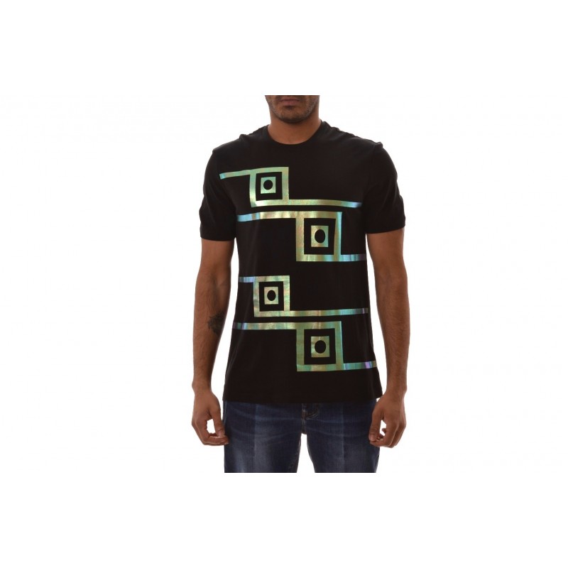 VERSACE COLLECTION - T-Shirt in Cotone con Stampa   - Nero/Stampa