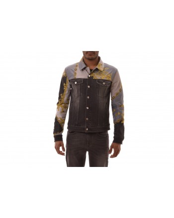VERSACE COLLECTION - Giacca in Denim con Stampa - Jeans/Nero