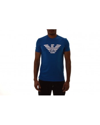 EMPORIO ARMANI -  Cotton T-Shirt with LOGO printed - Bluette