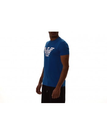 EMPORIO ARMANI - T-Shirt in cotone con stampa LOGO - Bluette
