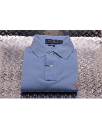 POLO RALPH LAUREN -  Slim Fit Cotton Polo Shirt  - Baby Blue