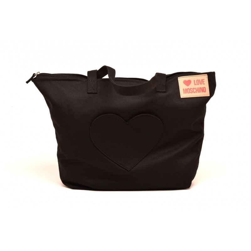 LOVE MOSCHINO -  - Fabric Shopping with Heart Patch - Black