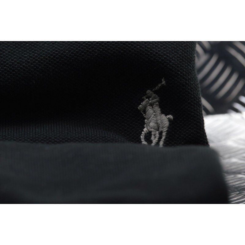 POLO RALPH LAUREN - Cotton Custom Slim Polo shirt -  Black