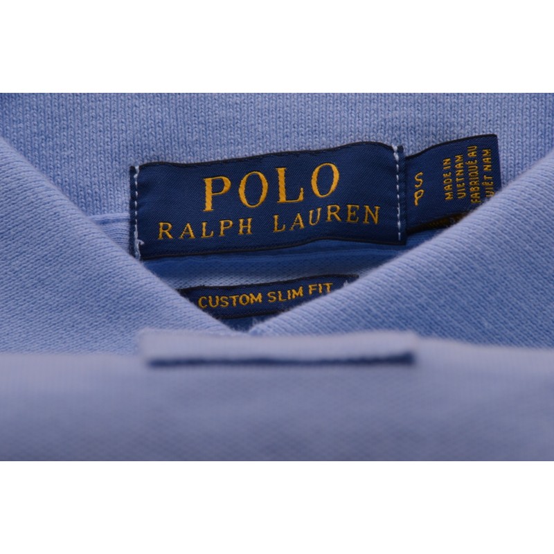 POLO RALPH LAUREN -   Custom Slim Cotton Polo Shirt - Baby Blue