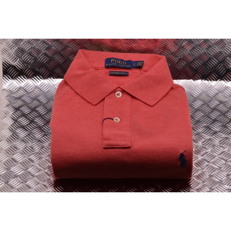 POLO RALPH LAUREN -   Custom Slim Cotton Polo Shirt - Coral