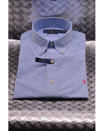 POLO RALPH LAUREN - Camicia in cotone a righe - Bianco/Azzurro