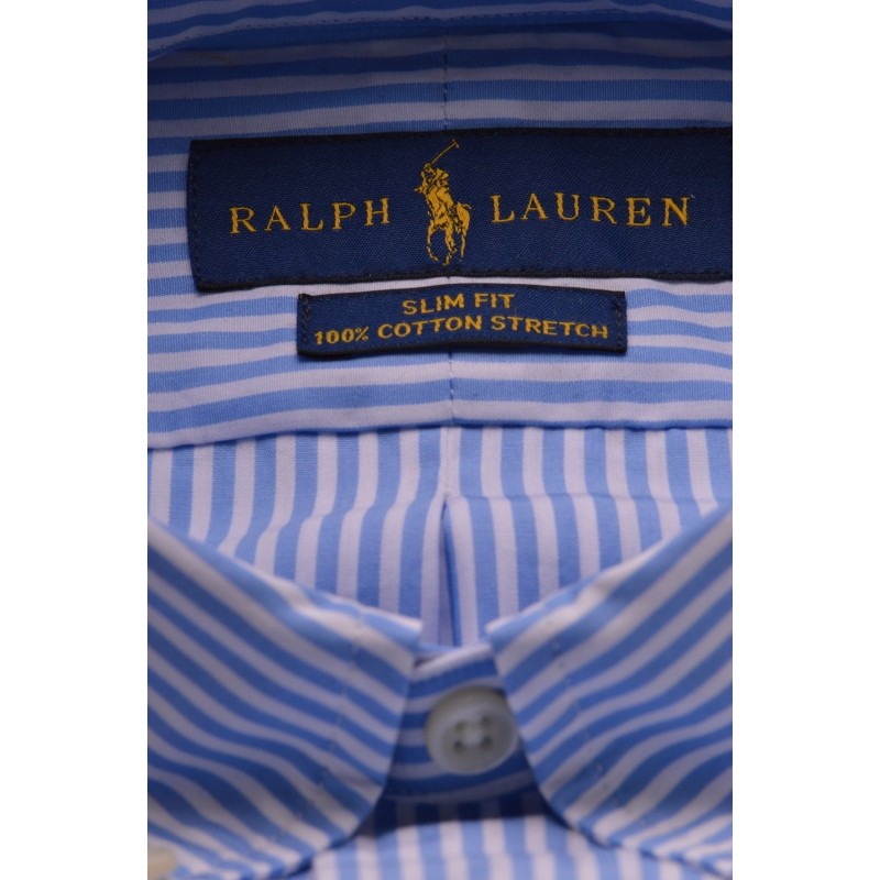 POLO RALPH LAUREN - Camicia in cotone a righe - Bianco/Azzurro