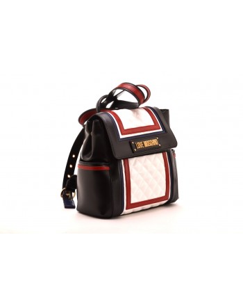 LOVE MOSCHINO - Quilted Backpack -White/Red/Blue