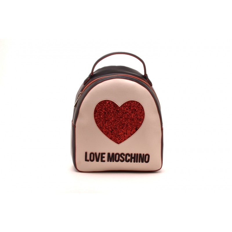 LOVE MOSCHINO - Zaino con Cuore e Logo -Nero/Avorio