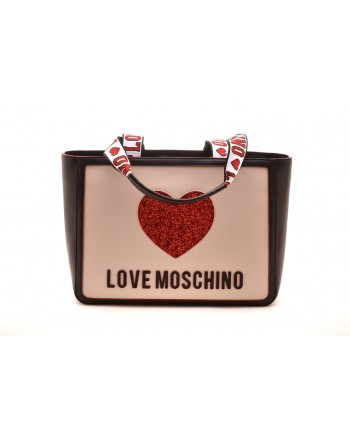 LOVE MOSCHINO - Logo Straps Heart Bag - Black/White
