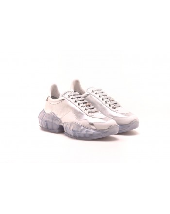 JIMMY CHOO - Leather DIAMOND sneakers - Silver/white