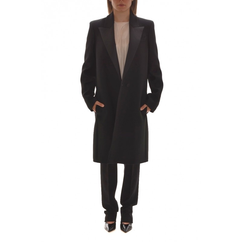 PHILOSOPHY di LORENZO SERAFINI - Wool Long Jacket with two Buttons - Black