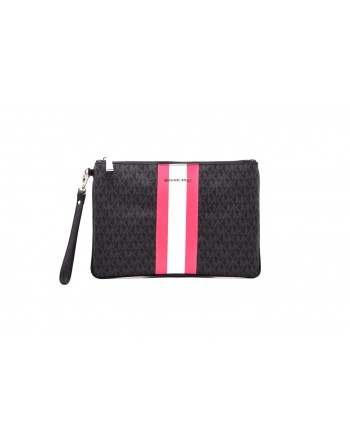 MICHAEL by MICHAEL KORS - Wristlet Bag with Band in the Middle  - Black/Neon Pink