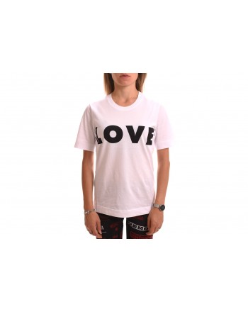 LOVE MOSCHINO - Cotton T-Shirt with Opticl Logo - White