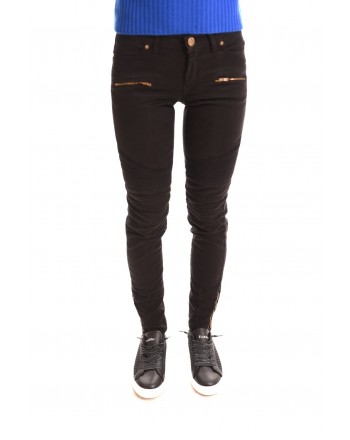 FRANKIE MORELLO - Slim Fit Trousers with front Zippers - Black