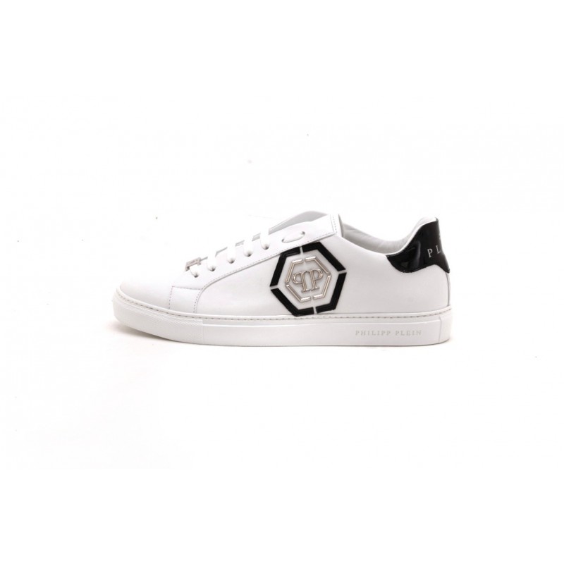 PHILIPP PLEIN - Sneakers with Metallic Logo - White/Black