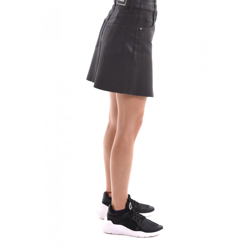 PINKO - DENIM cotton skirt - Black