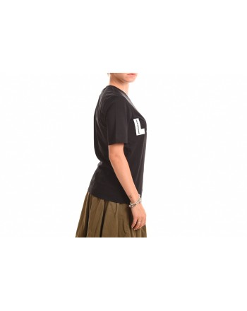 LOVE MOSCHINO - T-Shirt in Cotone con Logo Optical - Nero