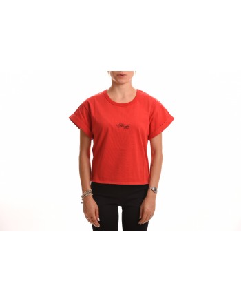 PHILOSOPHY di LORENZO SERAFINI - T-Shirt in Cotone con Logo Corsivo - Rosso