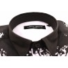 FRANKIE MORELLO - Cotton Shirt with Print on Neckline - Black