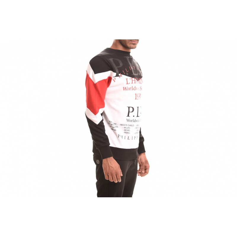 PHILIPP PLEIN - Felpa in cotone con Logo - Nero/Rosso