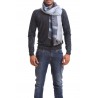 ETRO- Jacquard scarf in viscose and cotton - Grey/Light blue