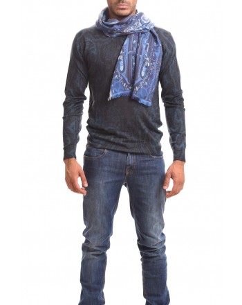 ETRO - CALCUTTA scarf in cashmere and silk - Light blue