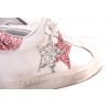 2 STAR - Chapped leather sneakers - White/Silver/Pink