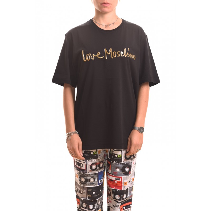 LOVE MOSCHINO - T-Shirt LOVE in cotone - Nero