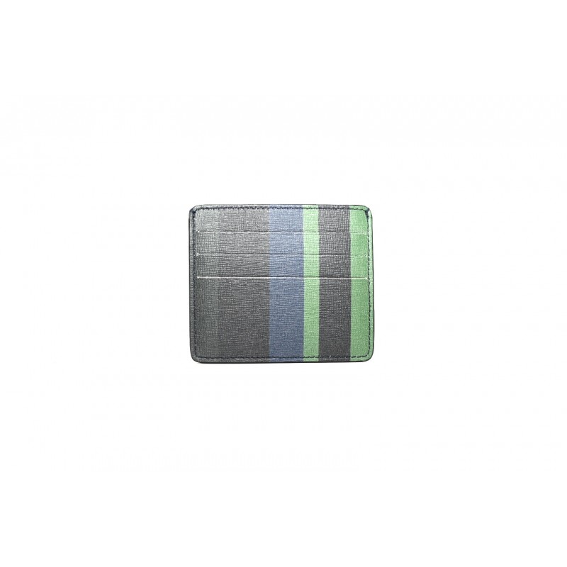 GALLO - Leather card holder with pocket - Navy/Loden