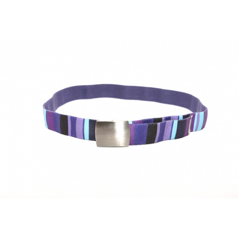 GALLO - Striped fabric belt - Purple