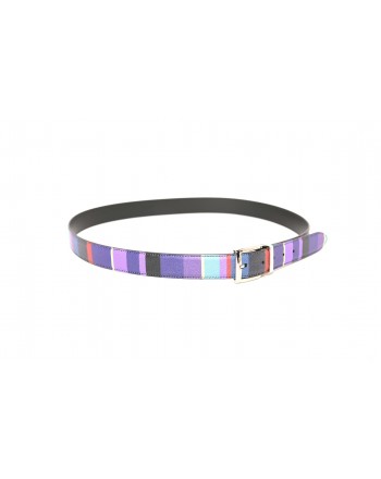 GALLO - Striped leather belt - Purple