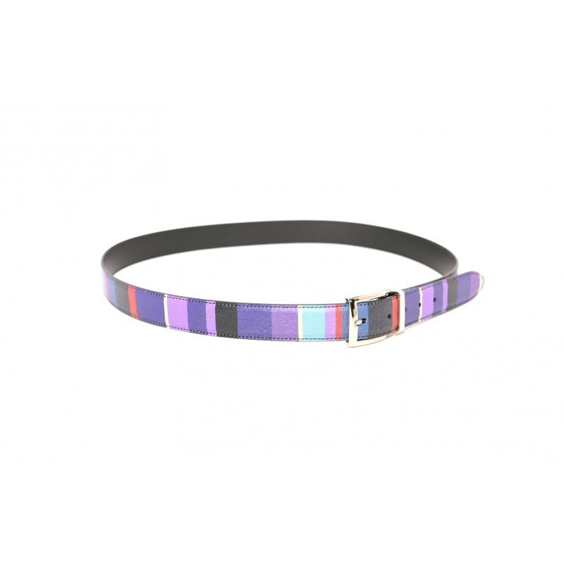 GALLO - Striped leather belt - Purple