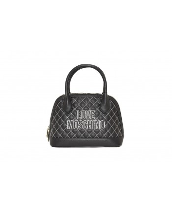 LOVE MOSCHINO - Quilted ecolether Baule bag - Black/White