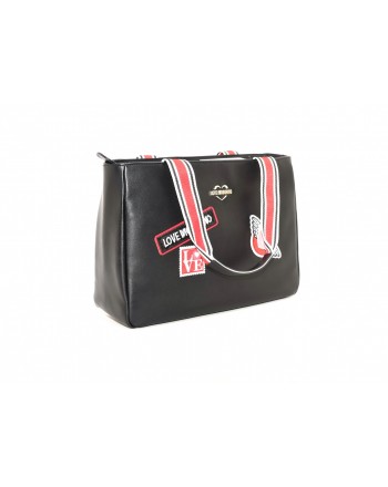 LOVE MOSCHINO - Ecolether bag with patch - Black
