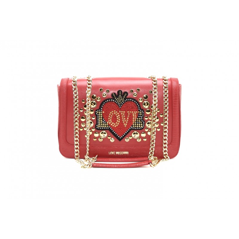 LOVE MOSCHINO - Ecoleather bag with HEART - Red
