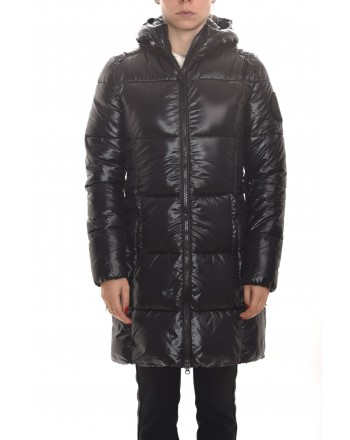 SAVE THE DUCK - Padded Coat with Hood and Logo on Sleeve - Black