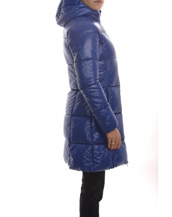 SAVE THE DUCK - Padded Coat with Hood and Logo on Sleeve - Blue