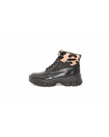 TOD'S - Leather ancke boot with Animalier insert - Black