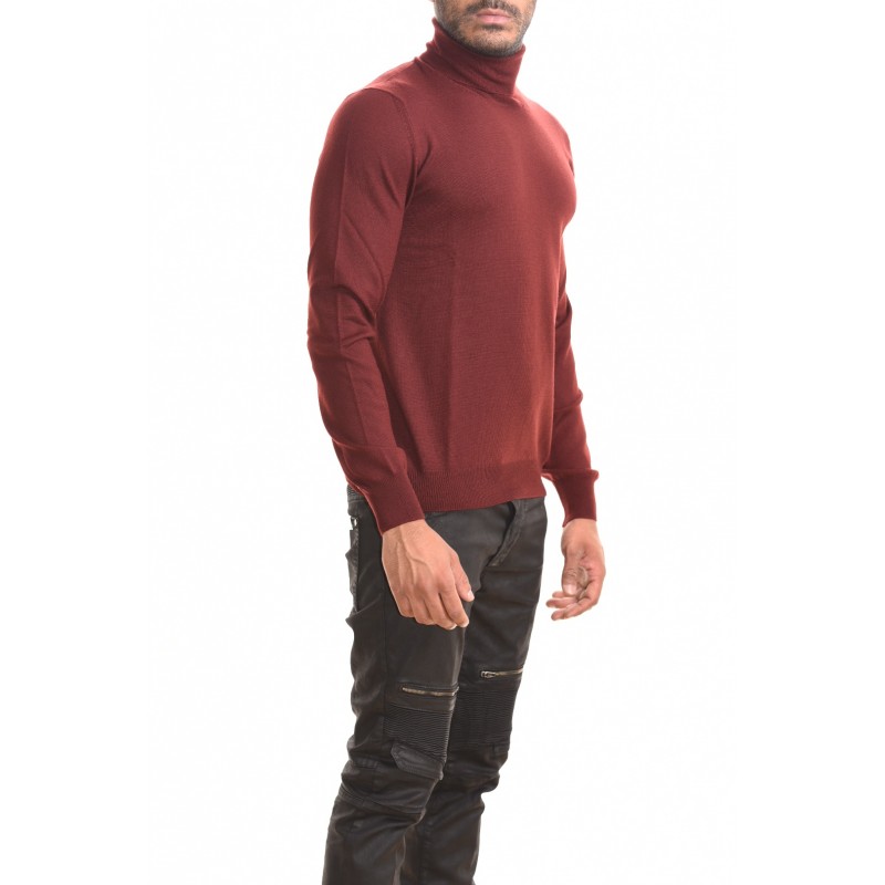FAY - High neck sweater in wool - Bordeaux