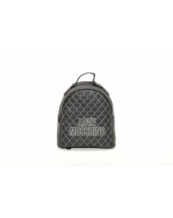 LOVE MOSCHINO - Quilted ecoleather backpack - Black/White