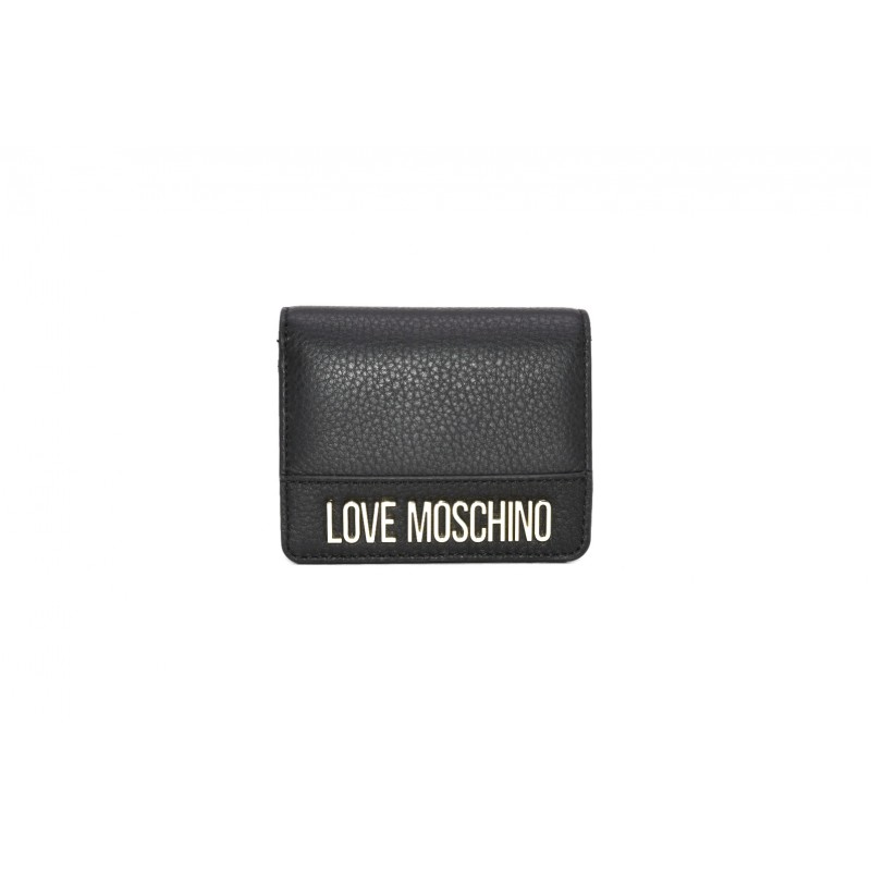 LOVE MOSCHINO - Leather wallet with logo - Black