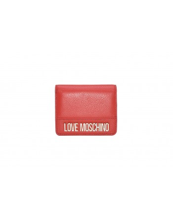 LOVE MOSCHINO - Leather wallet with logo - Red